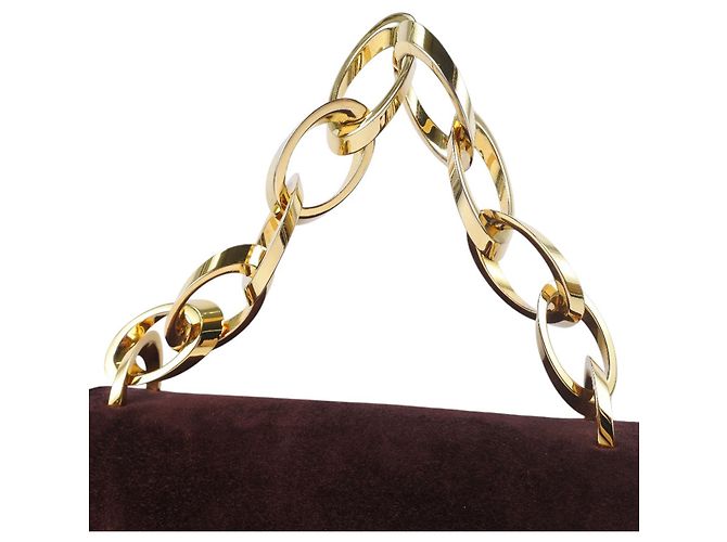 Salvatore Ferragamo Bolso de cadena de ante marrón Ferragamo Castaño Marrón oscuro - vista 7
