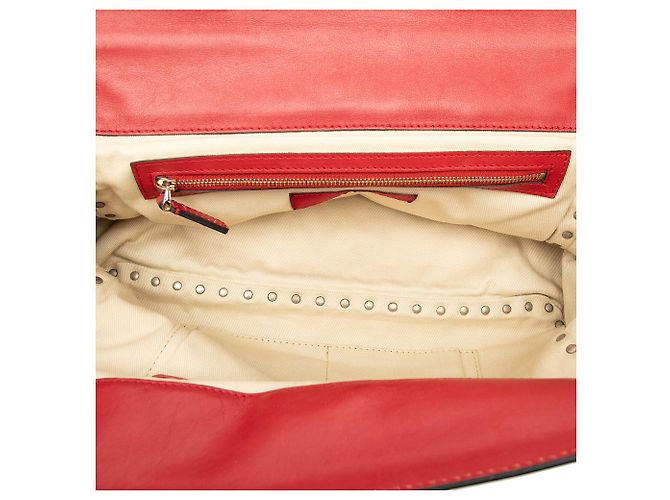 Borsa trapezoidale media in pelle rossa Rockstud di Valentino Rosso - vista 4