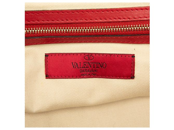 Borsa trapezoidale media in pelle rossa Rockstud di Valentino Rosso - vista 5