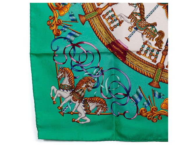 Bufanda de seda Hermès Green Luna Park 90 Verde - vista 6