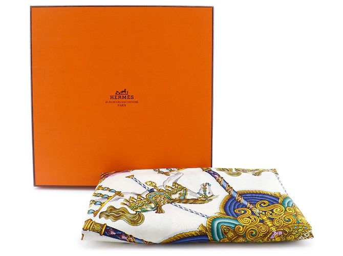 Bufanda de seda Hermès Green Luna Park 90 Verde - vista 9