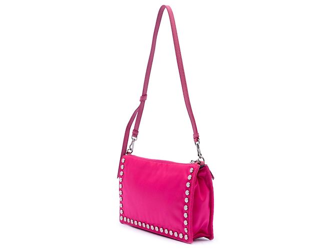 Prada Pink Tessuto Studded Etiquette Schultertasche - Ansicht 2