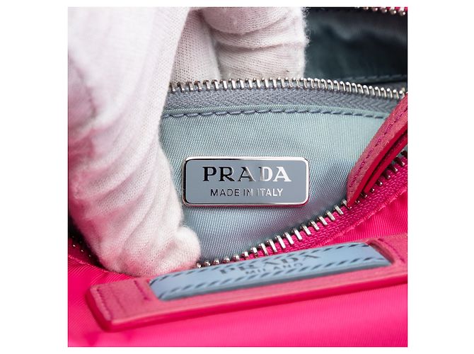 Prada Pink Tessuto Studded Etiquette Schultertasche - Ansicht 5