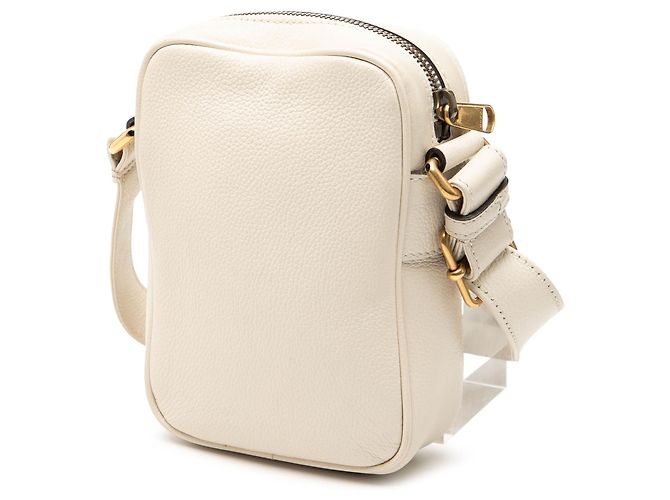 Gucci Mini Crossbody in Pelle Grana Bianca con Logo Bianco - vista 2