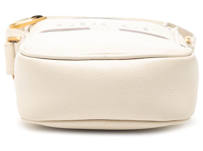 Gucci Mini Crossbody in Pelle Grana Bianca con Logo Bianco - vista 3