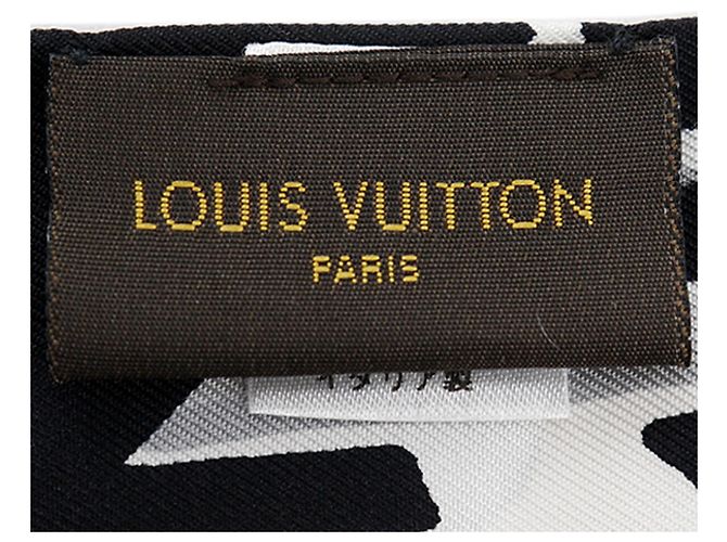 Bufanda de seda negra estampada Louis Vuitton - vista 5