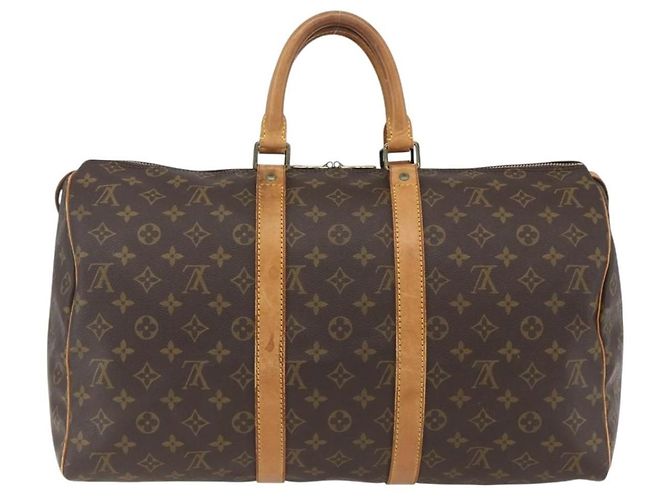 Borsa Keepall Louis Vuitton in tela Monogram 45 Marrone - vista 2