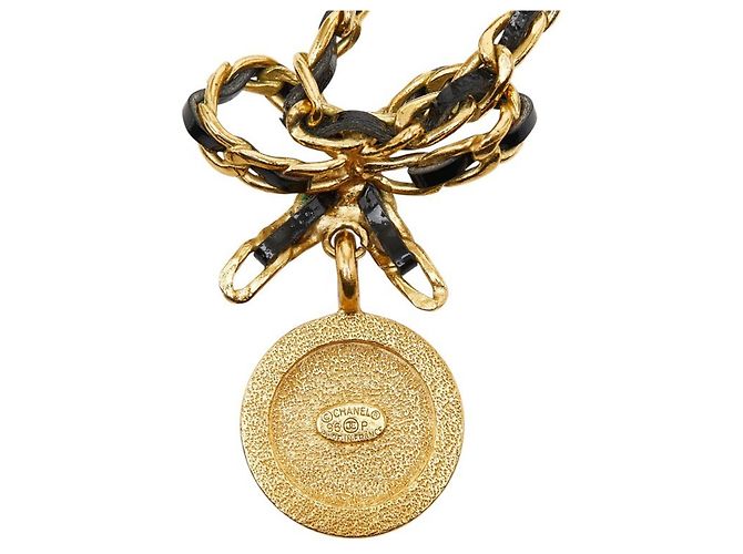 Timeless Collana in nastro con moneta vintage di Chanel Nero - vista 3