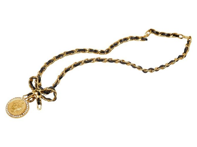 Timeless Collana in nastro con moneta vintage di Chanel Nero - vista 4