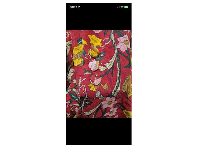 Conjunto Hermès de seda estampada Castaño Rosa Roja Multicolor Verde Amarillo - vista 11