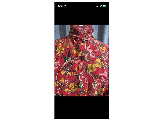 Conjunto Hermès de seda estampada Castaño Rosa Roja Multicolor Verde Amarillo - vista 4