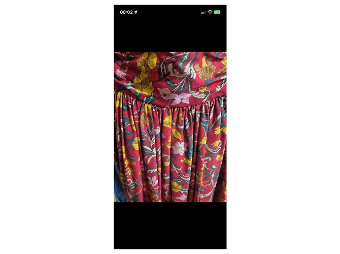 Conjunto Hermès de seda estampada Castaño Rosa Roja Multicolor Verde Amarillo - vista 6