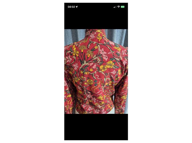 Conjunto Hermès de seda estampada Castaño Rosa Roja Multicolor Verde Amarillo - vista 7