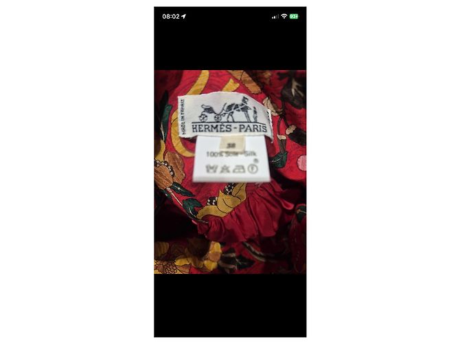 Conjunto Hermès de seda estampada Castaño Rosa Roja Multicolor Verde Amarillo - vista 8