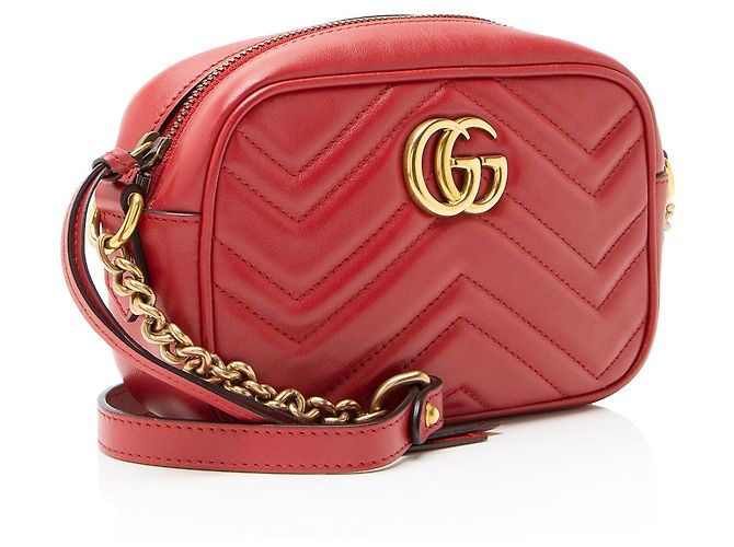 Borsa a tracolla mini GG Marmont in pelle Matelassé Gucci Rosso - vista 2