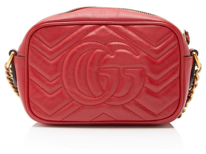 Borsa a tracolla mini GG Marmont in pelle Matelassé Gucci Rosso - vista 3