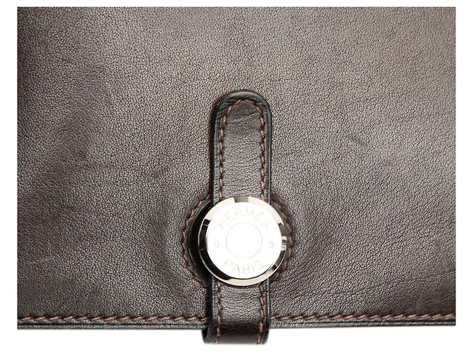 Portafoglio Hermès Swift Dogon Duo GM Marrone - vista 7