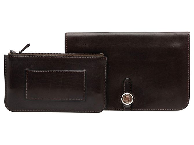 Portafoglio Hermès Swift Dogon Duo GM Marrone - vista 9