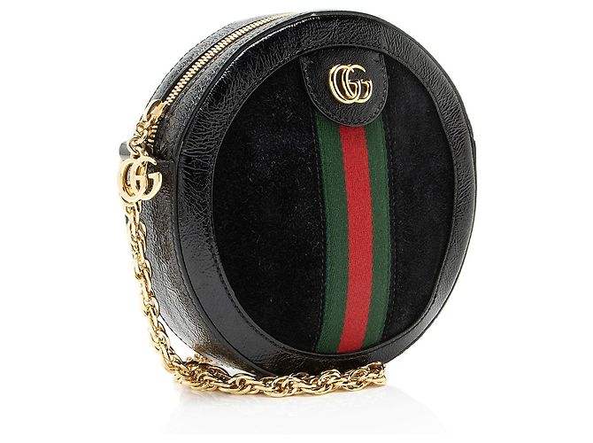 Bolso de hombro mini redondo Ophidia de ante Gucci Negro - vista 2