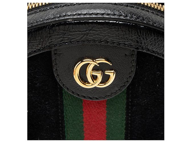 Bolso de hombro mini redondo Ophidia de ante Gucci Negro - vista 9