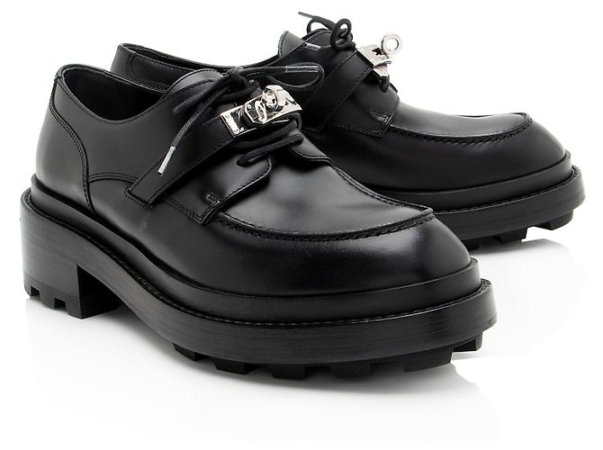 Hermès Kalbsleder Kelly First Oxford Slipper - Größe 7 / 37 Schwarz - Ansicht 2