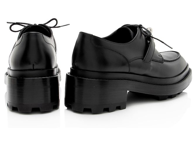 Hermès Kalbsleder Kelly First Oxford Slipper - Größe 7 / 37 Schwarz - Ansicht 3