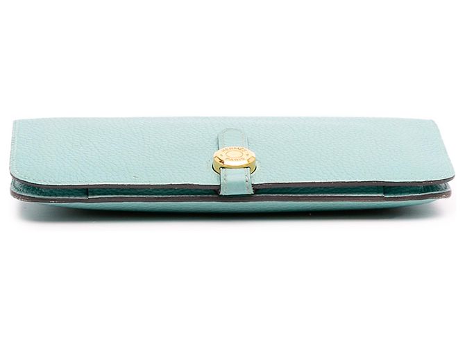 Portafoglio Hermès Togo Dogon Duo GM Blu - vista 3