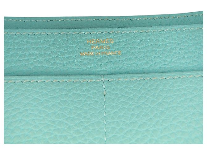 Portafoglio Hermès Togo Dogon Duo GM Blu - vista 5