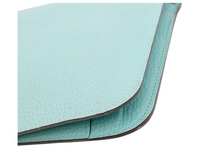 Portafoglio Hermès Togo Dogon Duo GM Blu - vista 7