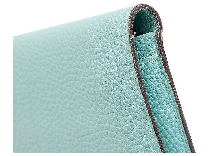 Portafoglio Hermès Togo Dogon Duo GM Blu - vista 8