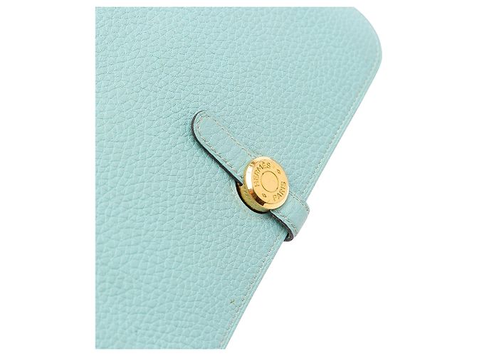Portafoglio Hermès Togo Dogon Duo GM Blu - vista 9