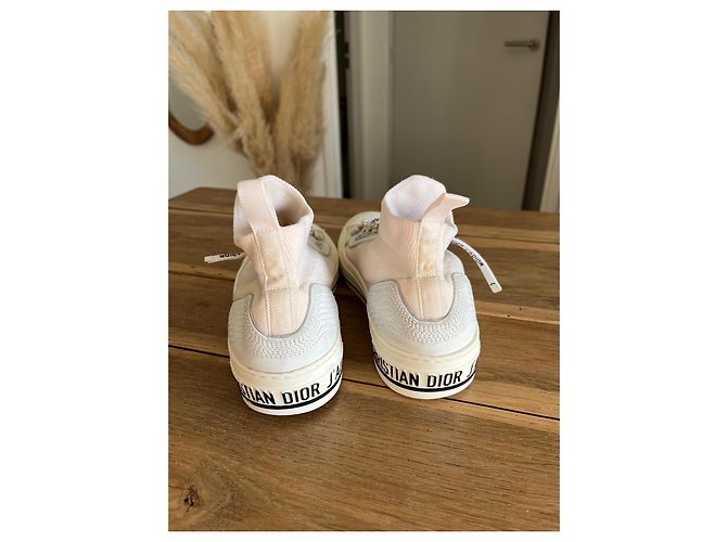 Christian Dior Sneakers alte in tela e pelle bianca Bianco - vista 4