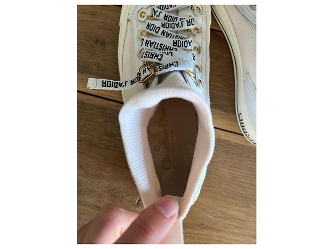 Christian Dior Sneakers alte in tela e pelle bianca Bianco - vista 5