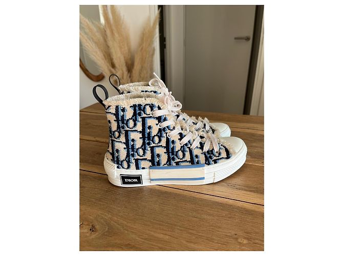 Sneakers Alte Dior Oblique in Tessuto Nero Blu Beige - vista 3
