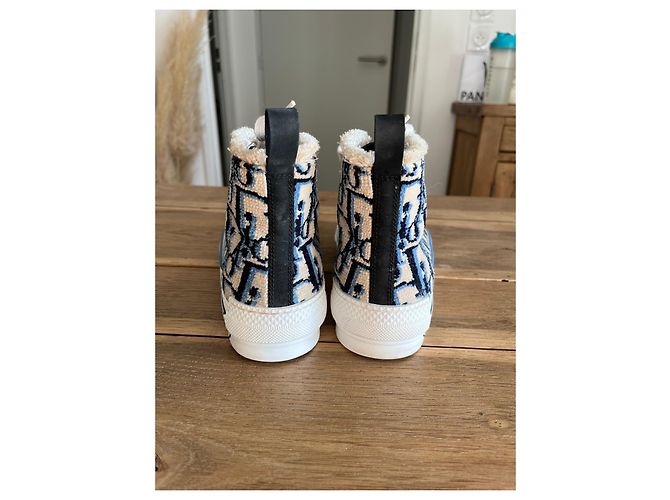 Sneakers Alte Dior Oblique in Tessuto Nero Blu Beige - vista 4