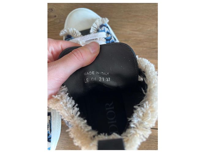 Sneakers Alte Dior Oblique in Tessuto Nero Blu Beige - vista 6