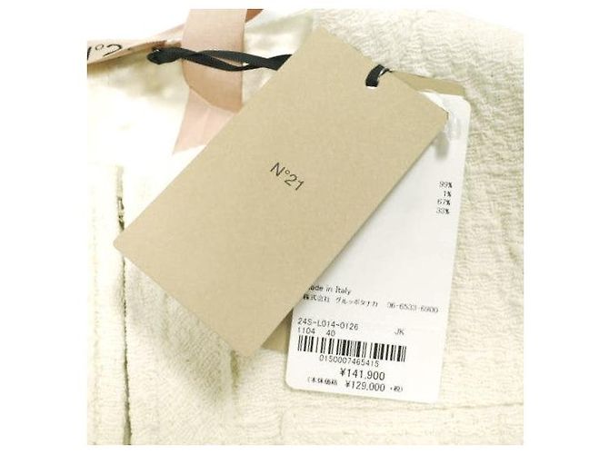 Autre Marque N°21 5K CHAQUETA DE TEJIDO Chaqueta de Tweed de Algodón de Alta Densidad Blanco Blanco roto - vista 4