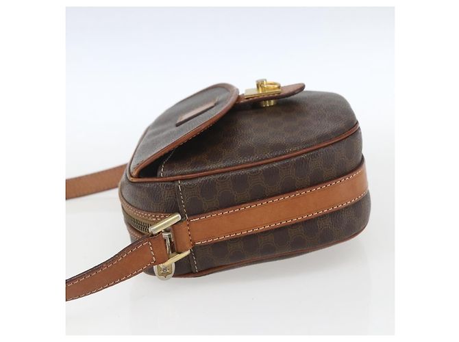 Céline Celine Vintage Macadam Schultertasche aus Canvas und Leder Braun - Ansicht 4
