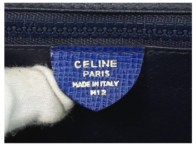 Céline Borsa a spalla in pelle con logo circolare Celine Blu - vista 4