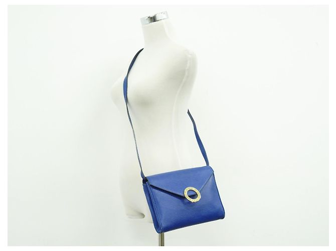 Céline Borsa a spalla in pelle con logo circolare Celine Blu - vista 7