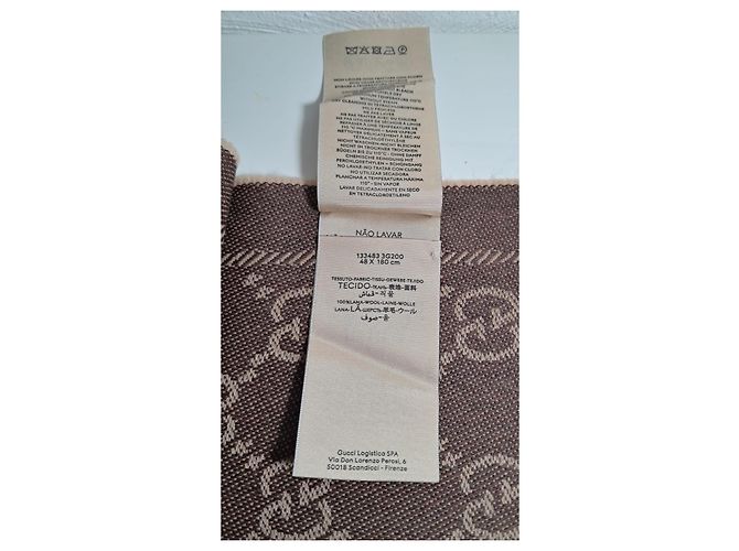 Sciarpa reversibile Gucci GG in lana marrone e beige Marrone scuro - vista 11