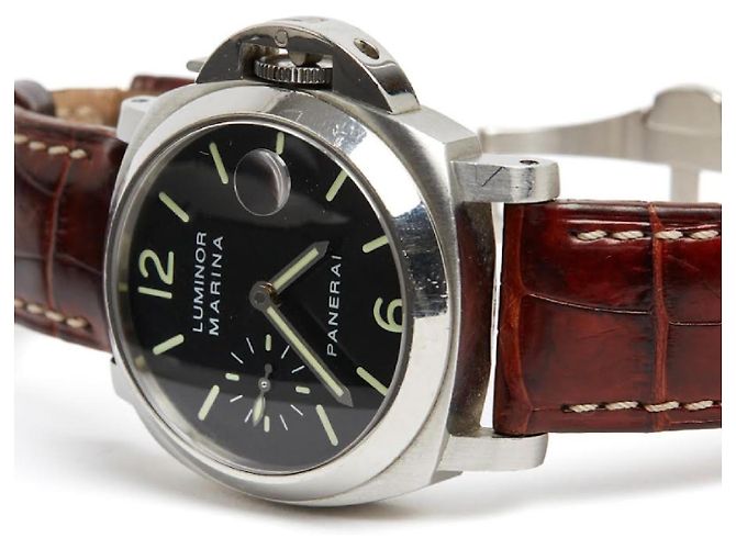 Orologio Panerai Luminor Marina 1048 Automatico Impermeabile in Acciaio e Pelle - vista 3