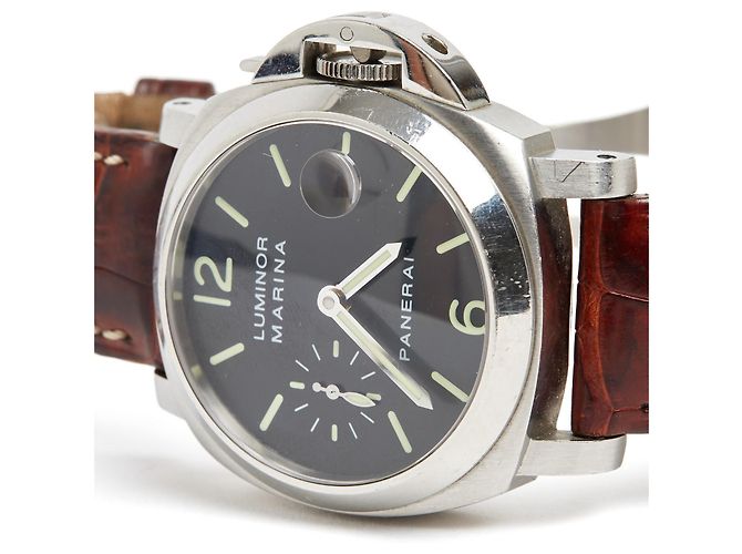 Orologio Panerai Luminor Marina 1048 Automatico Impermeabile in Acciaio e Pelle - vista 4