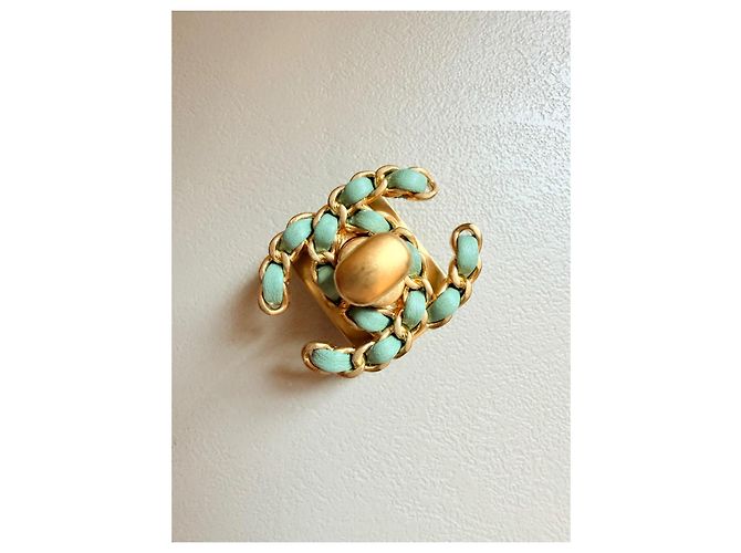 CHANEL rara chiusura originale CC turnlock D'oro Blu chiaro - vista 10