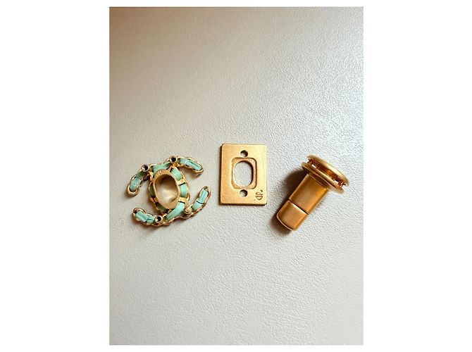 CHANEL rara chiusura originale CC turnlock D'oro Blu chiaro - vista 2