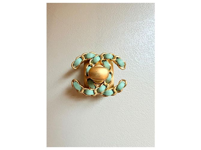 CHANEL rara chiusura originale CC turnlock D'oro Blu chiaro - vista 3