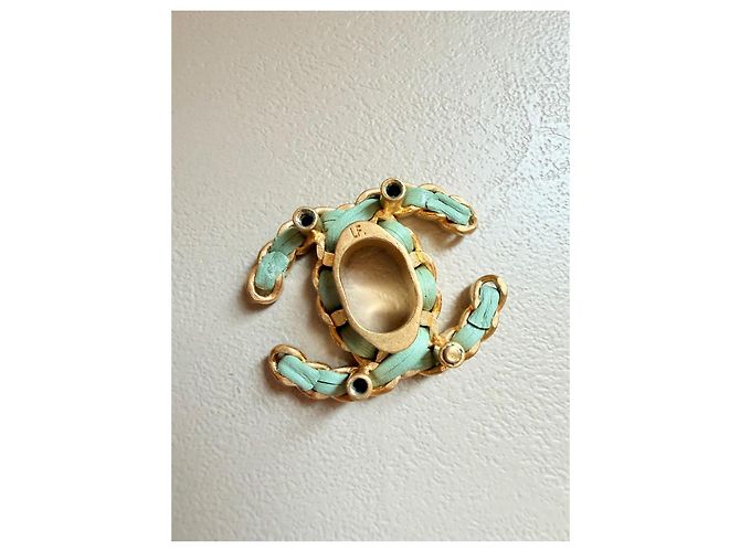 CHANEL rara chiusura originale CC turnlock D'oro Blu chiaro - vista 5