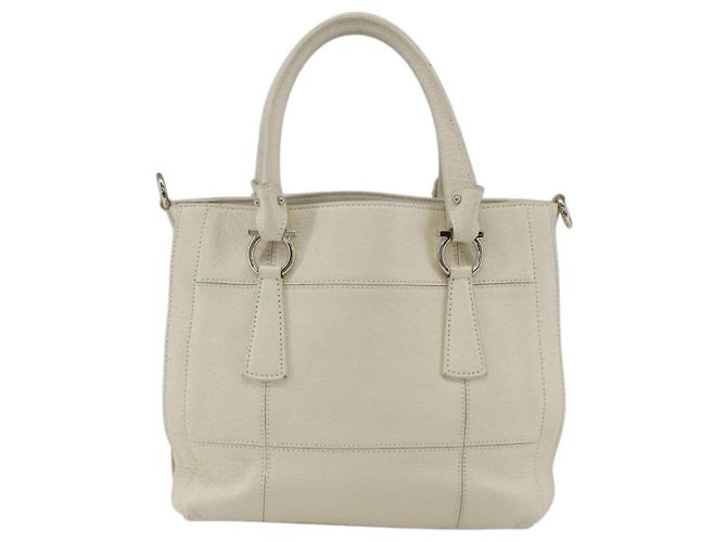 Borsa Gancini in pelle Salvatore Ferragamo Bianco - vista 2