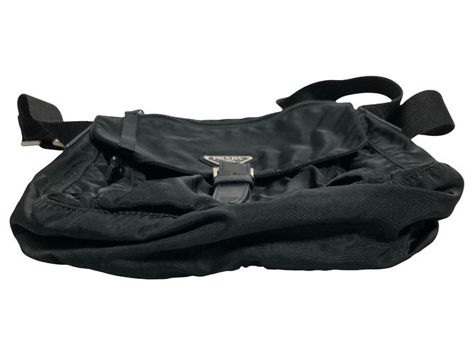 Bolso de hombro de nylon negro con placa de logo triangular Prada - vista 3