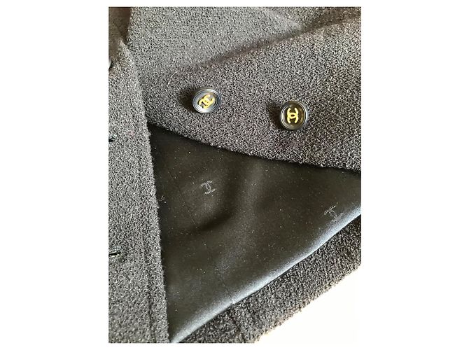Falda Chanel de lana bouclé azul marino con estampado CC - vista 6